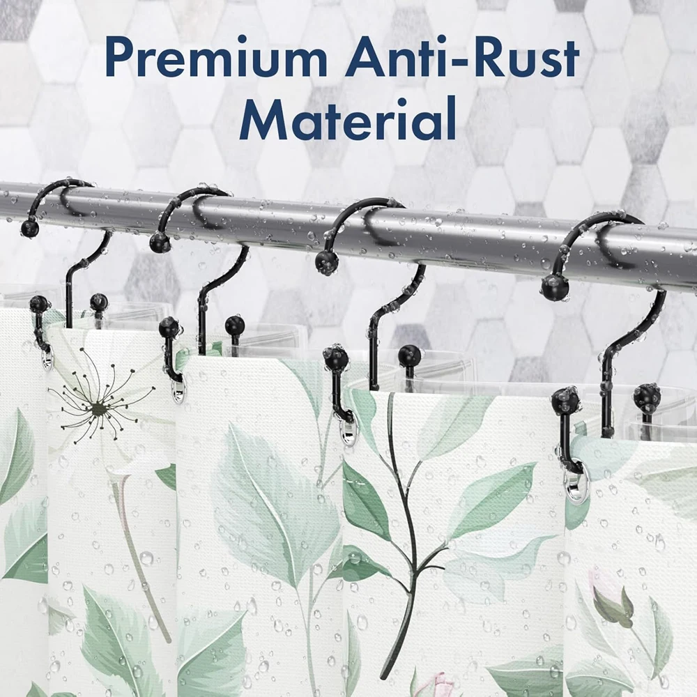 12 Stück Duschvorhanghaken Nickel Duschvorhangringe Metall Duschhaken für Badezimmer Duschvorhangstange
