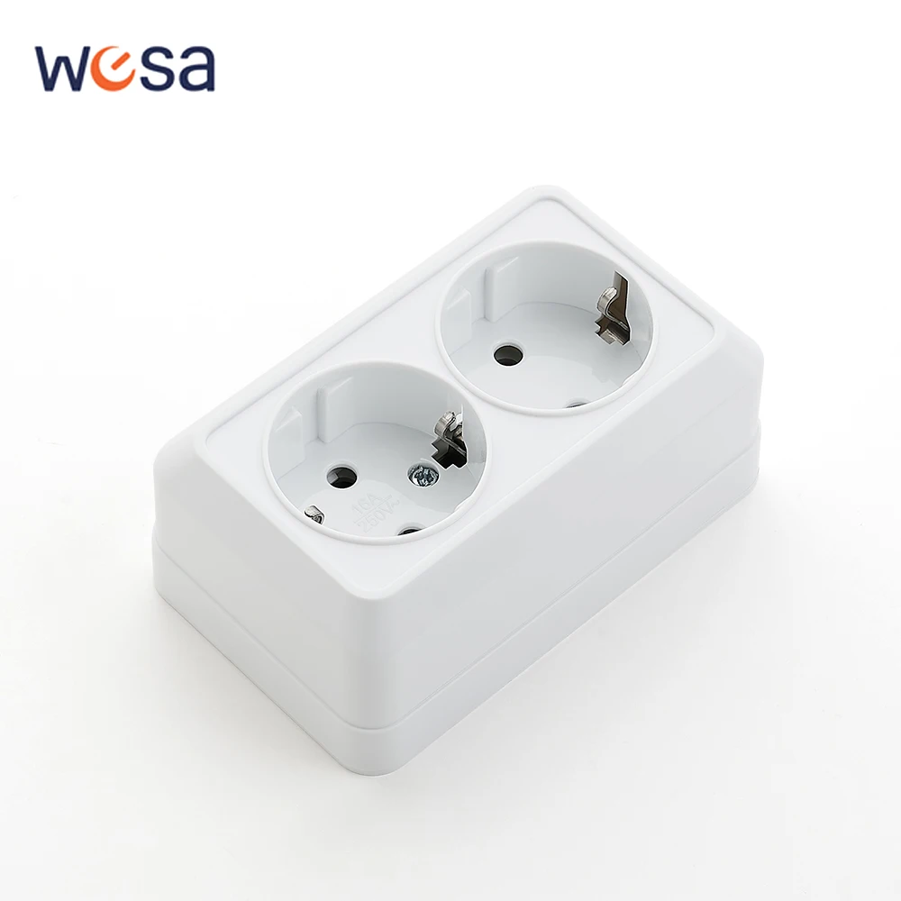 Weiß mit Boden, klassische, flammhemmende Farbe, Kunststoff-Steckdosen, Steckdosen, Steckdosen, Steckdosen, EU-Standard, Wandmontage Image