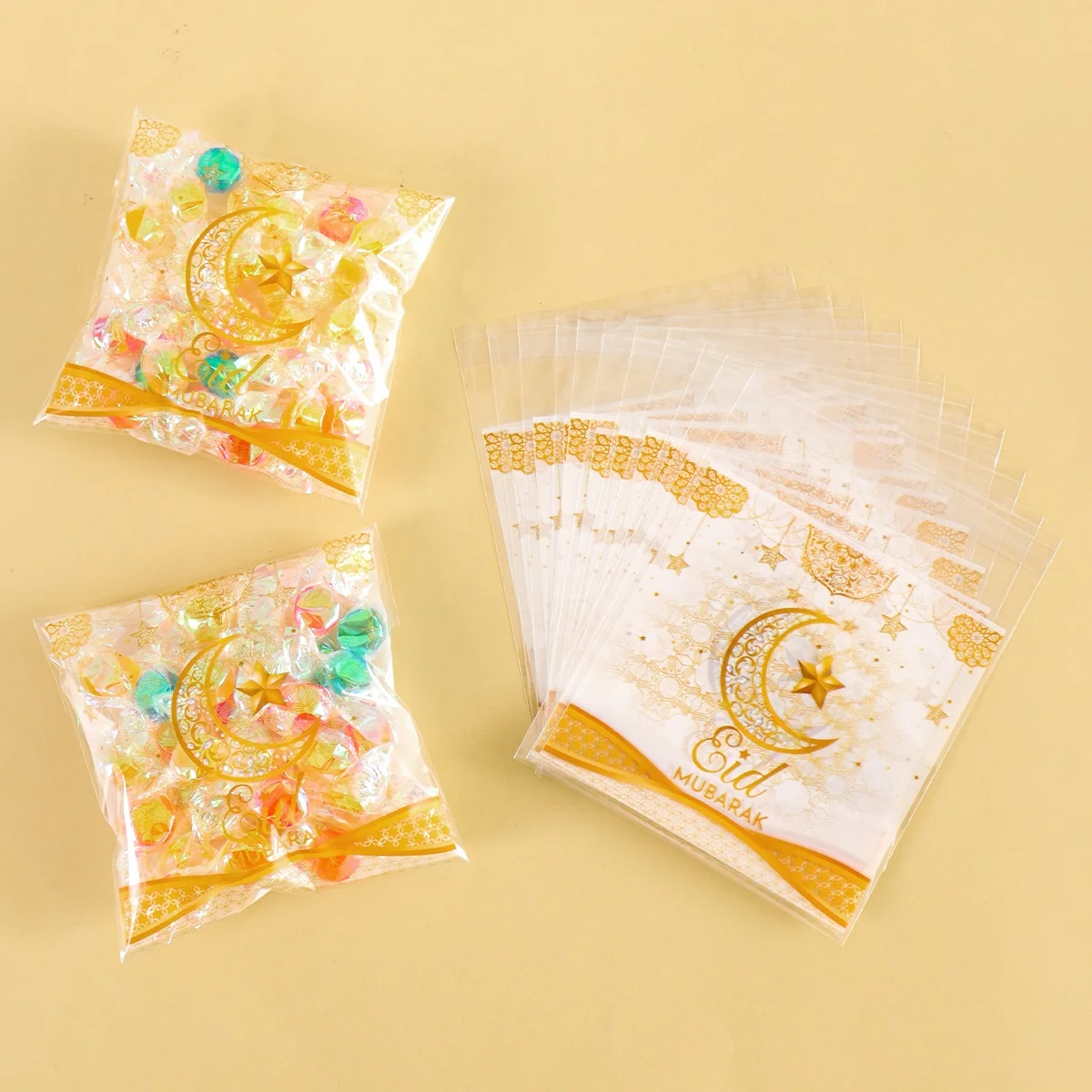 50/100 Stücke Eid Mubarak Süßigkeiten Cookie Tasche Kunststoff Mond Sterne Geschenk Verpackung Taschen 2026 Muslim Islamischen Party Supplies Ramadan Kareem Image