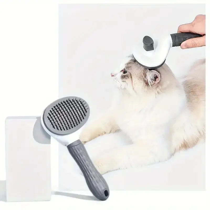 Grefay Easy Clean Hundebürste – mit 153 ° Kugelkopf für die Durchblutung im Durchblutung, freundlicher weicher Griff, reduziert Haustierhaare im Haushalt, Hundepflege Image