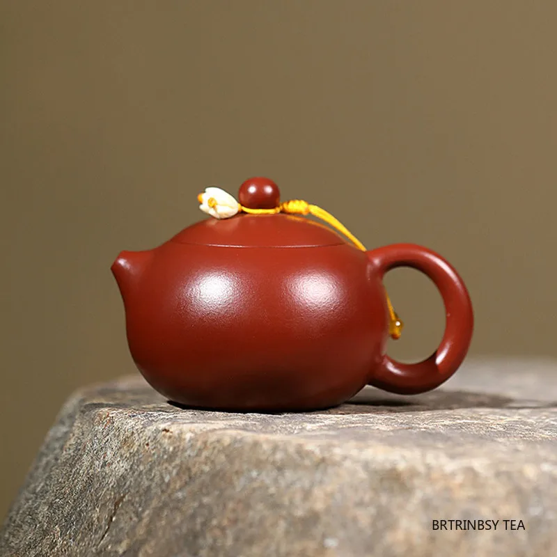 Chinese Yixing Purple Clay Teapot Handmade Xishi Tea Pot Small Capacity Raw Ore Dahongpao Kettle Household Zisha Tea Set 90ml