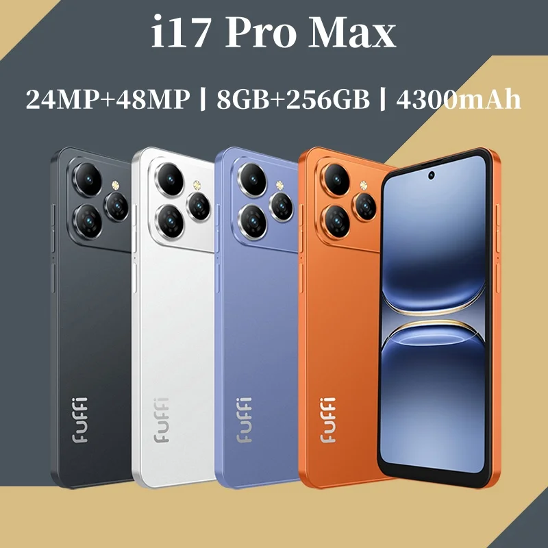 Global Vision i17 Pro Max Smartphone Android 8GB RAM 256GB ROM 6.56 Inch Phone 720x1612HD 24+48MP 4G Network Mobile Phones