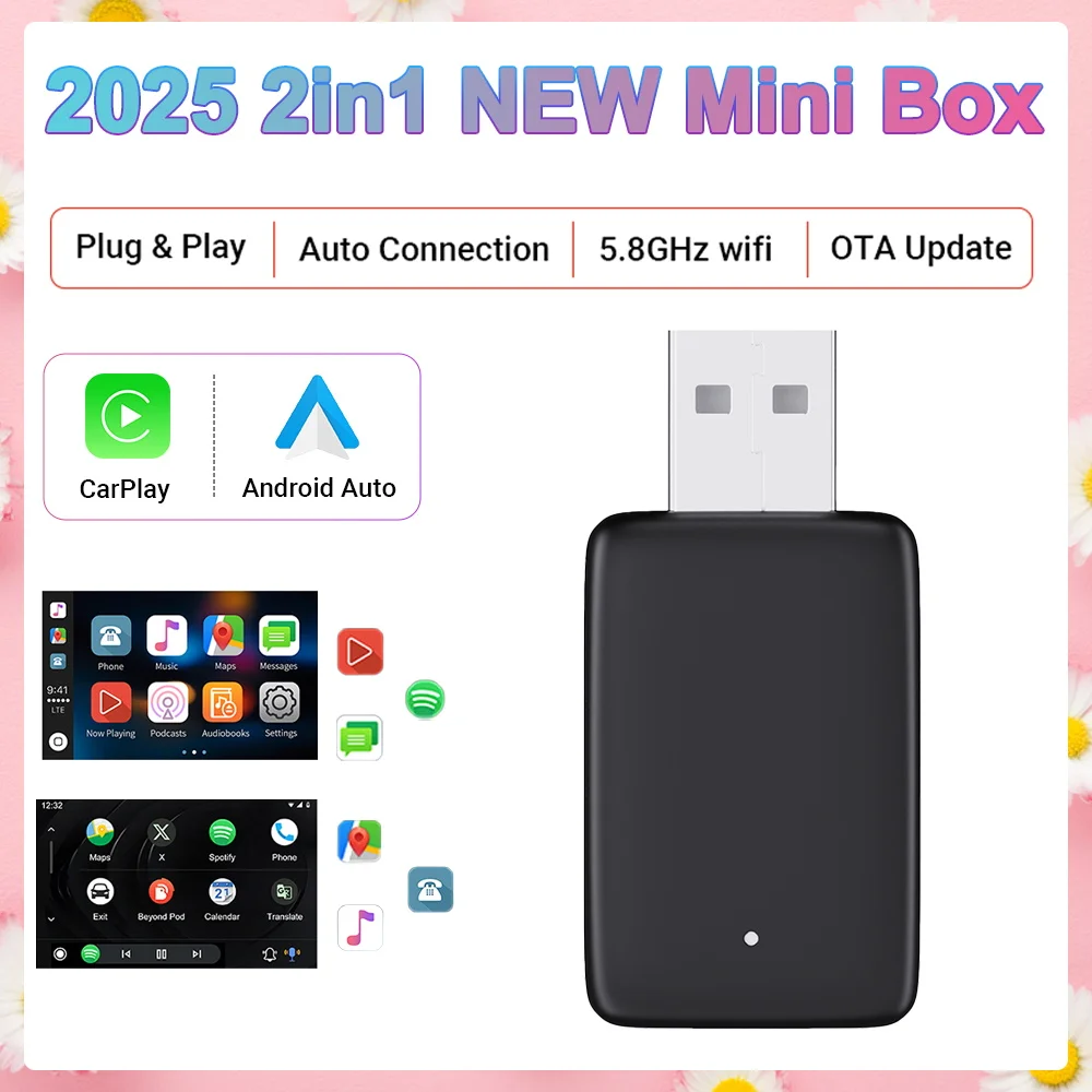 Drahtlose CarPlay Android Auto Mini Box Adapter Smart Plug & Play WiFi Schnelle Verbindung Universal Für Toyota NISSAN Kia VW SUBARU MAZDA Image