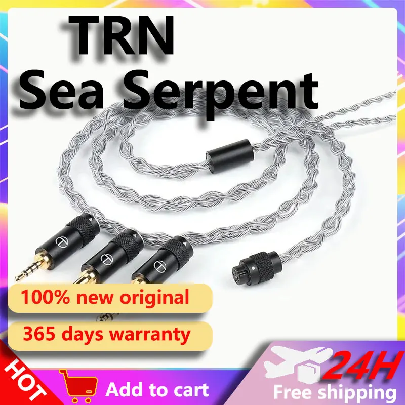 TRN Sea Serpent HiFi-Kopfhörer-Upgrade-Kabel, 3-in-1 2,5 + 3,5 + 4,4-mm-Stecker, 4-adriges Kupfer, Silber, gemischt, TRN, offizieller Store, aktualisierbar Image