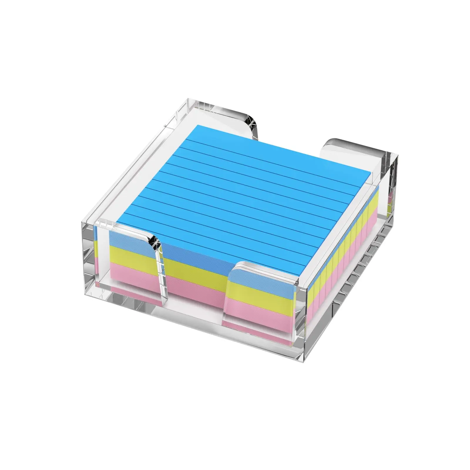 1 Stück Acryl-Notizblock-Halter-Spender – 3 x 3 Zoll Haftnotizen-Memo-Halter für Schreibtisch-Organizer, Büro-Schreibtisch-Zubehör, Schulbedarf