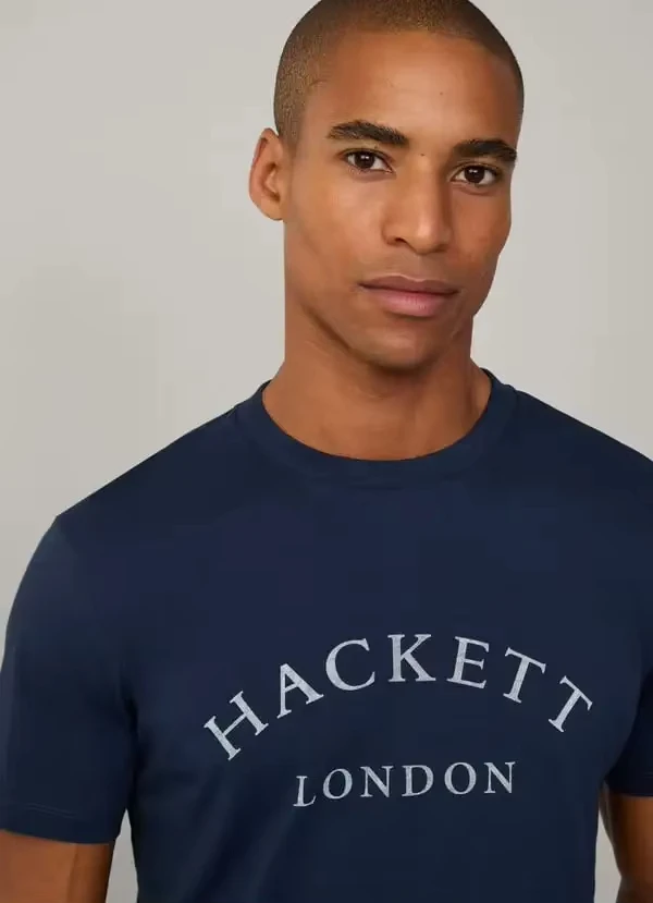 Hackett 2025 T-shirt estiva in cotone T-shirt casual girocollo a maniche corte allentata con stampa logo scatola classica da uomo di marca europea