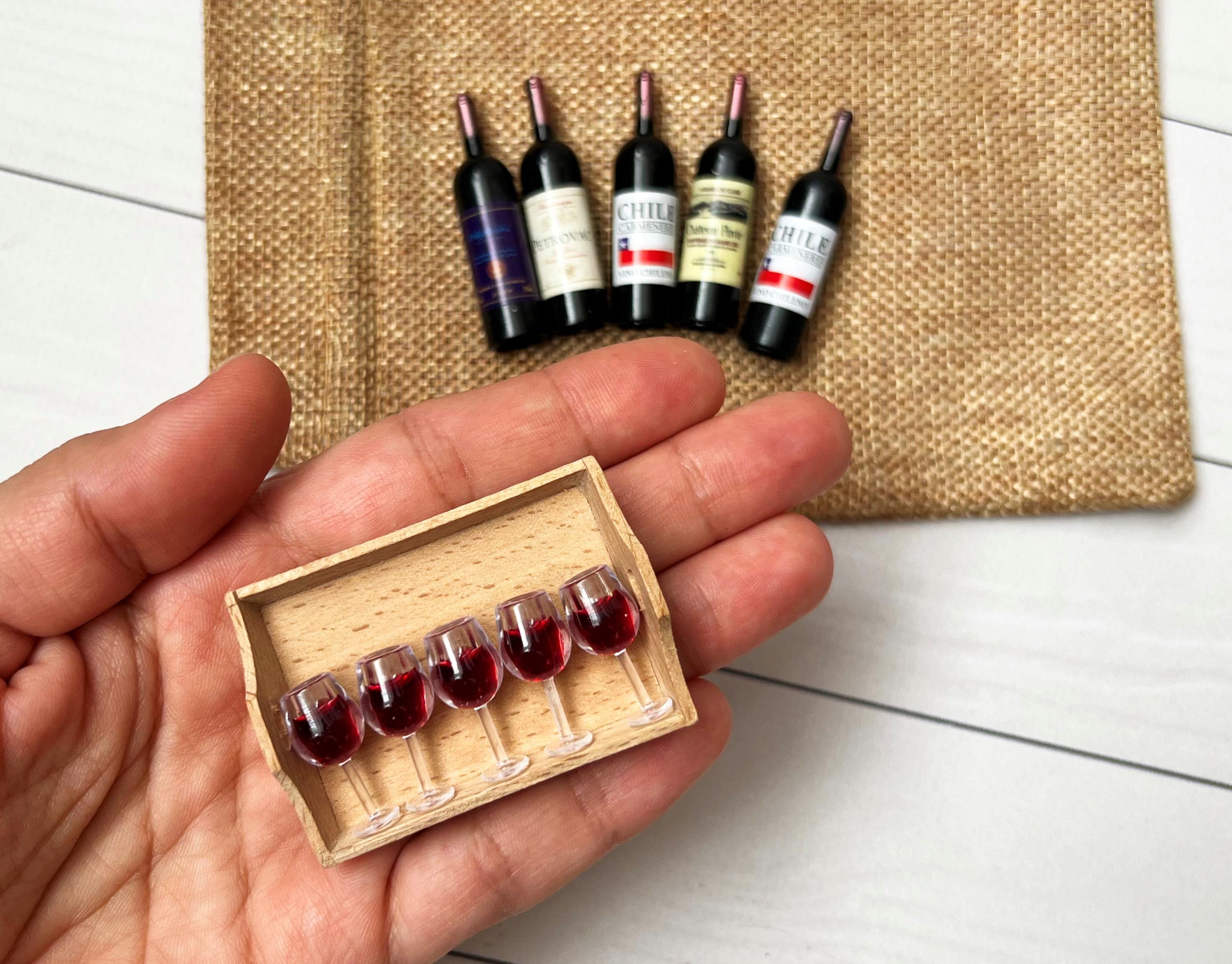 Vino in miniatura Bottiglia di vino in miniatura Bevanda in miniatura Casa delle bambole Bicchieri da vino in miniatura 1/12 Cibo in miniatura realist