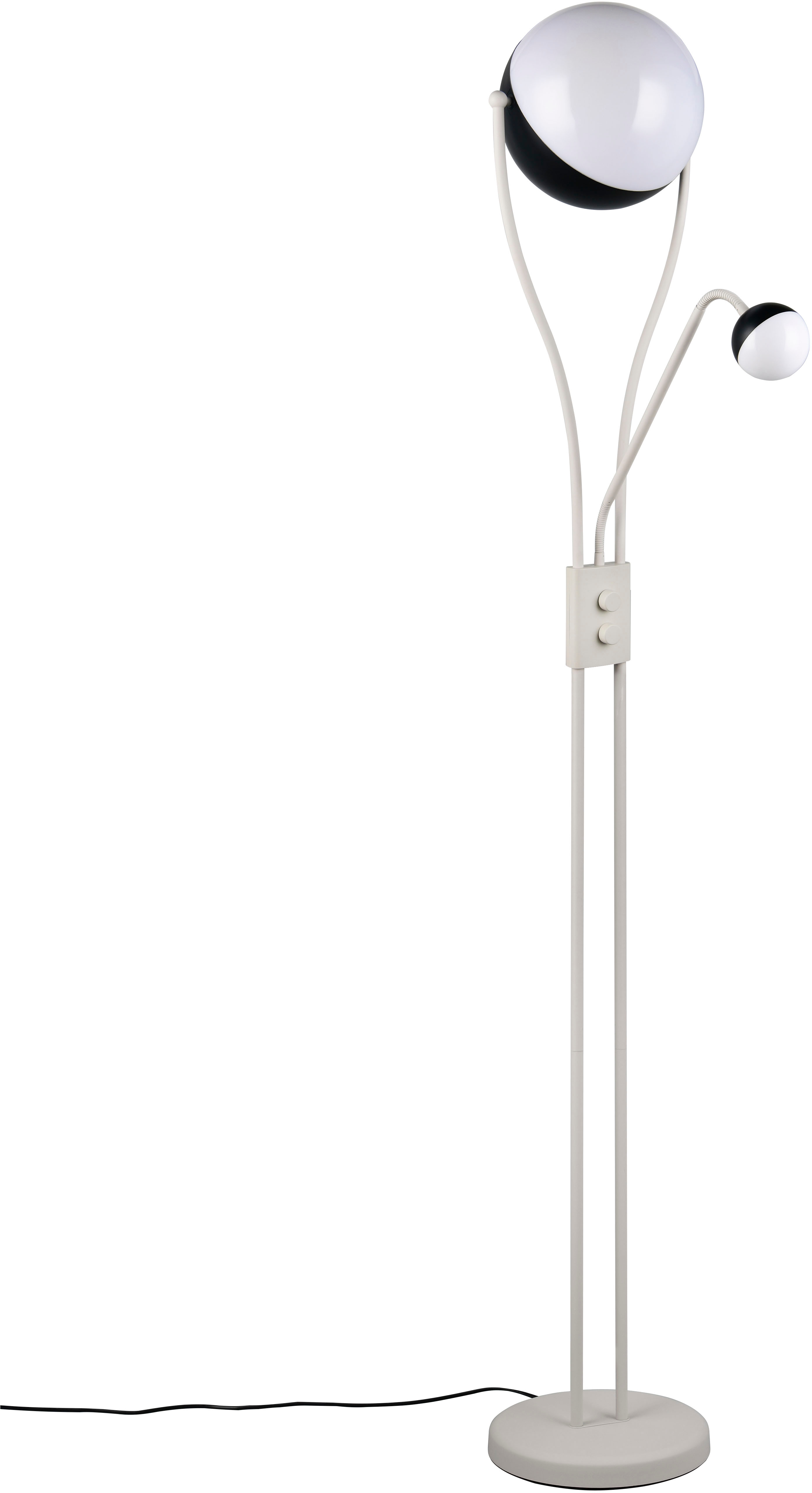 REALITY LEUCHTEN LED Stehlampe "CHRIS, LED Stehleuchte mit flexiblem Lesearm, Metall warm grey", greige, 2, Ø 30cm H: 180cm, 1 Stk., Leuchten, Fluter Kugel drehbar, Hauptlicht dimmbar, getrennt schaltbar, 3000K, LED Stehlampe