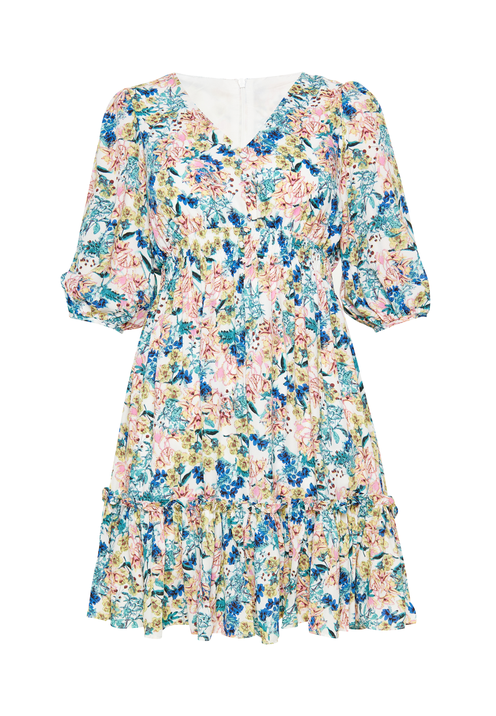 FELIPA Kleid Frauen blau beige S