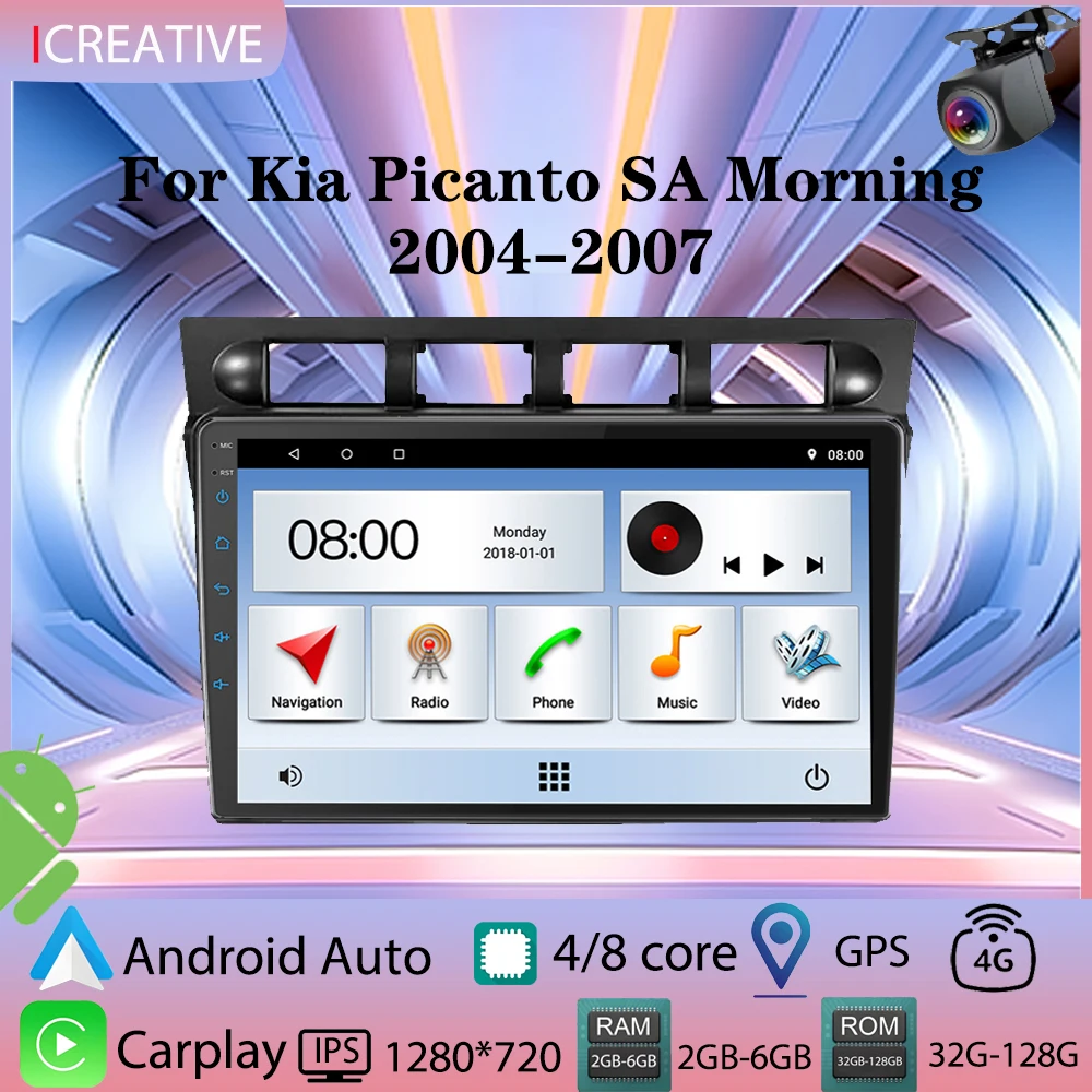 Android Autoradio für Kia Picanto SA Mroning 2004-2007 Multimedia Carplay Player 2Din Stereo Autoaudio Head Unit Navigation GPS Image