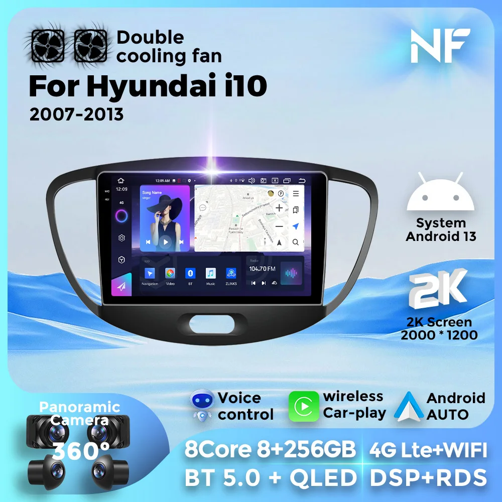 Navifly 7862s 8g 256g android alles in einem autoradio für hyundai i10 2010 2013 2011-2015 carplay monitor intelligente systeme Image