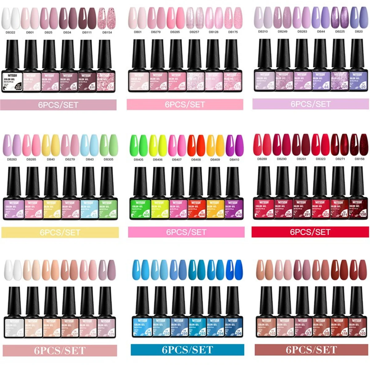 6 stücke Gel Nagellack Set HEMA Frei Bunte Semi Permanent Soak Off UV Gel Lack Nail art Dekoration Für sommer Nagel Liefert Image