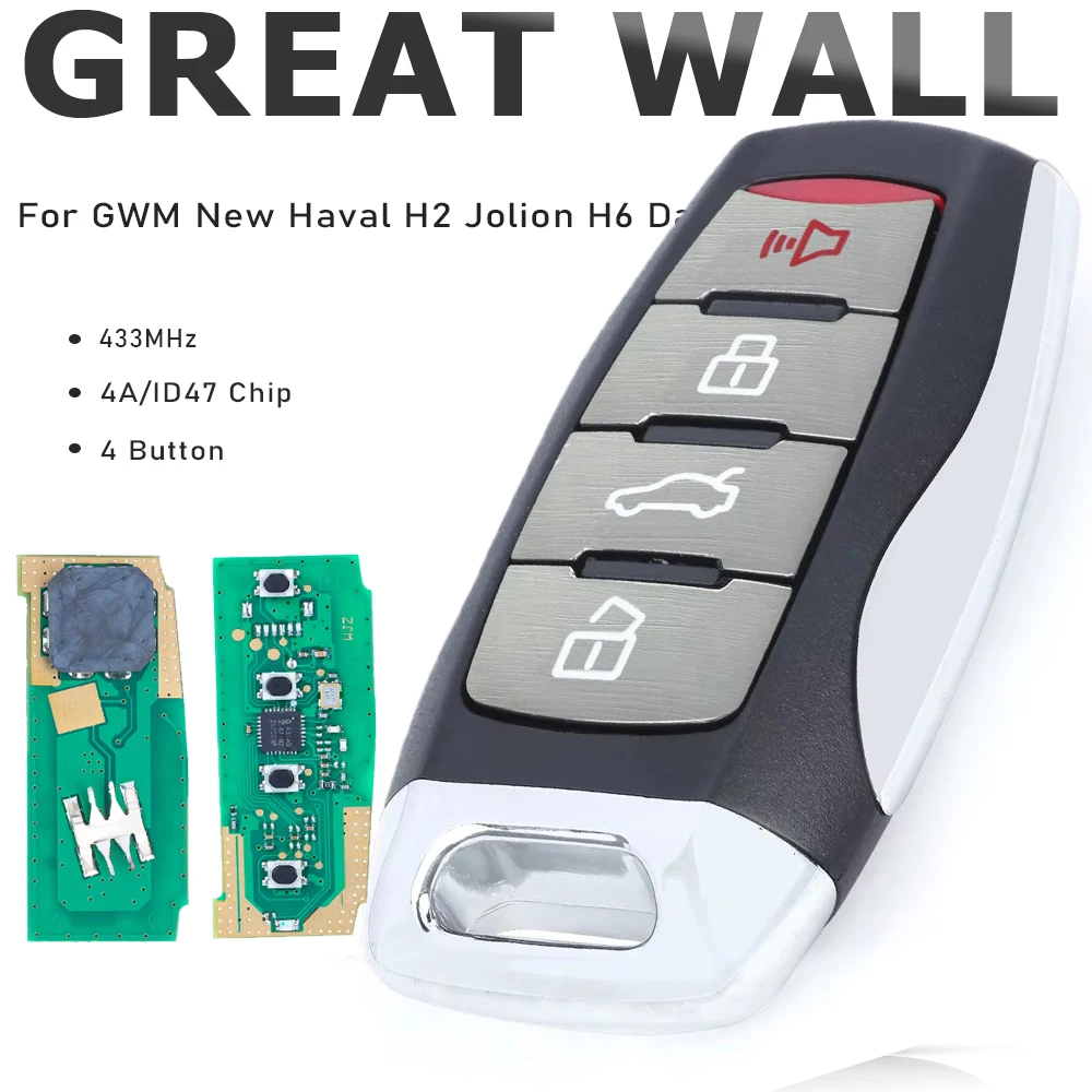 KEYECU Smart Remote Key 433 MHz mit 4A/ID47 Chip für Great Wall GWM New Haval H2 Jolion H6 Dargo Auto Intelligenter Funkschlüssel Image