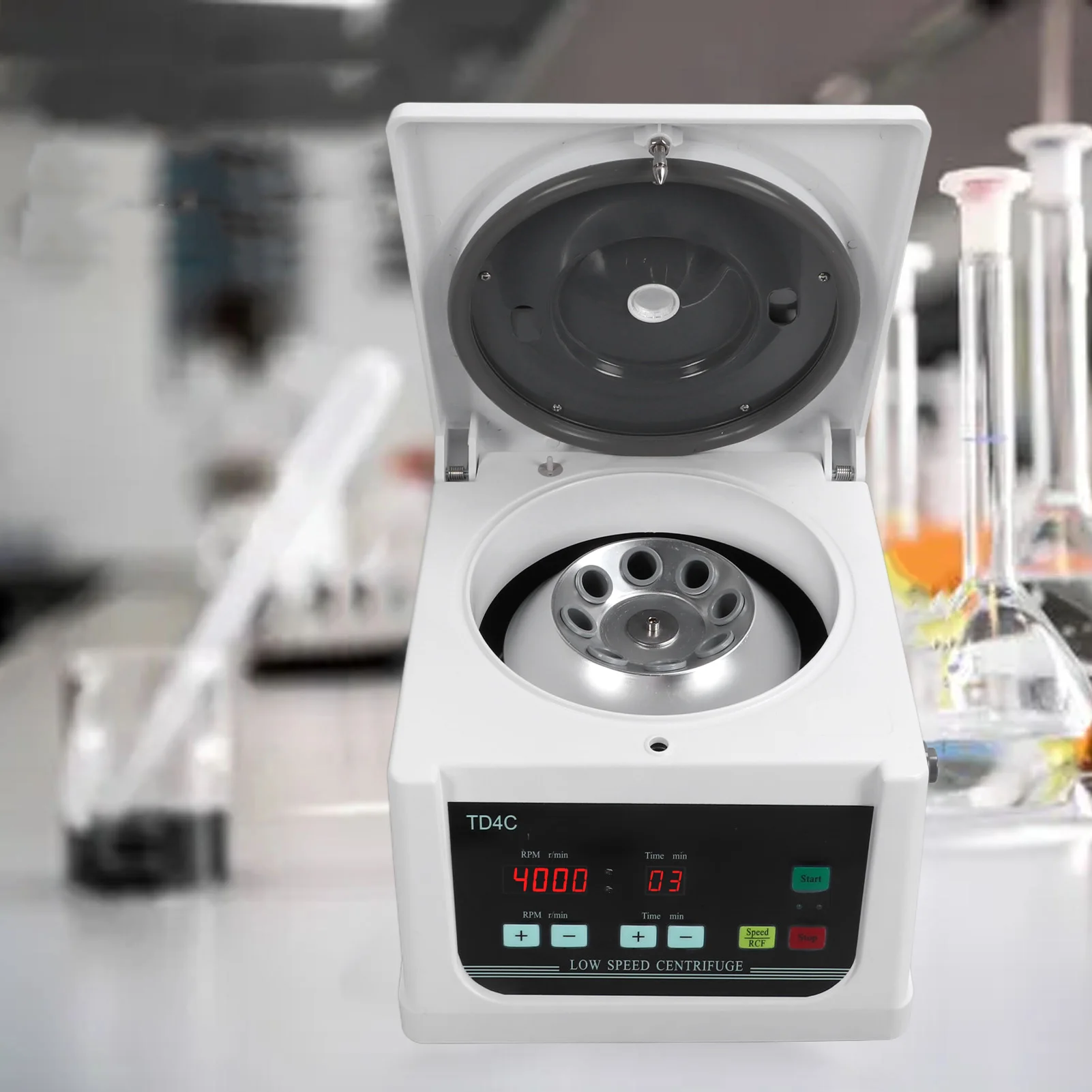 TD4C Desktop-Zentrifugenmaschine 8 * 10/15 ml 2200 x g 4000 U/min LCD-Bildschirm Labor-Tischzentrifuge mit Timer für Blutschönheit Image