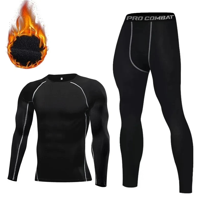 Winter-Thermounterwäsche für Herren, warm halten, lange Unterhosen, Basisschicht, Sport-Fitness-Leggings, enge Unterhemden Image