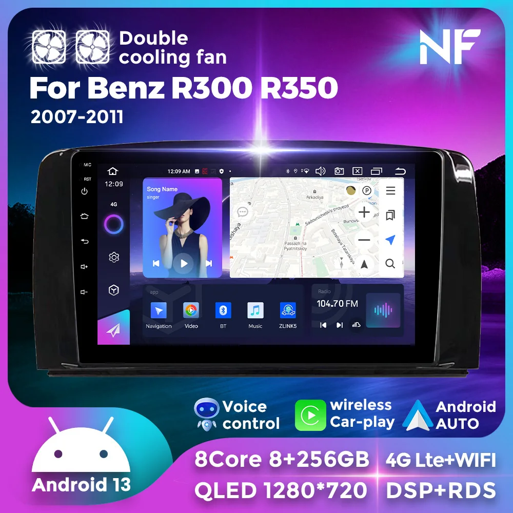 Navifly Android Für Mercedes Benz classe R W251 R280 R300 R320 R350 R63 2006-2013 Viano Auto Auto radio Player High-leistung Image