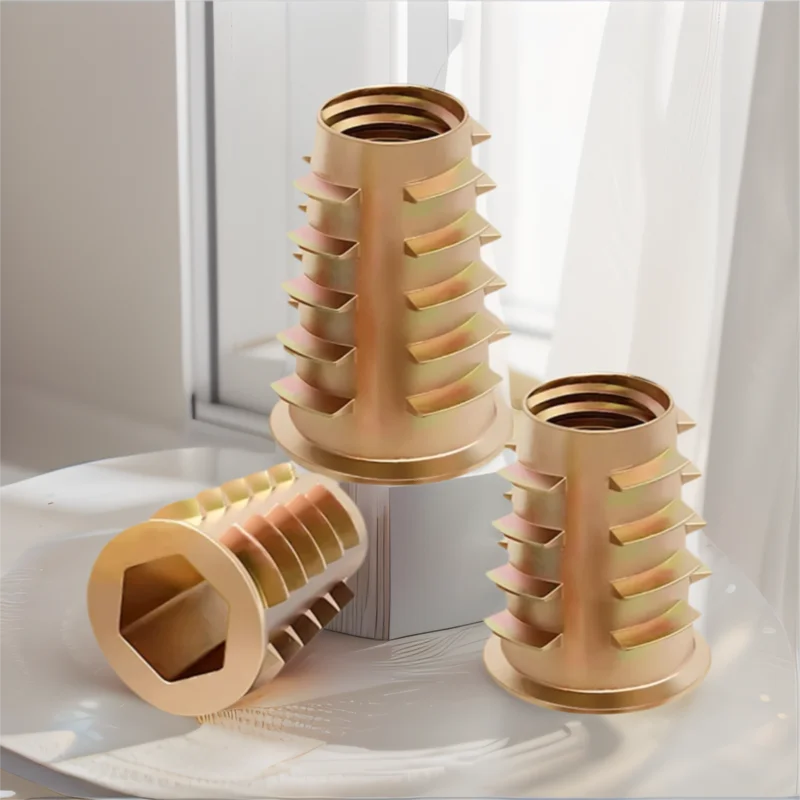 10/50 Stück M4 M5 M6 M8 M10 Metall Sechskant Innensechskant Gewinde Zinklegierung eingebettete Einsatzmutter E-Mutter für Holzmöbel Image