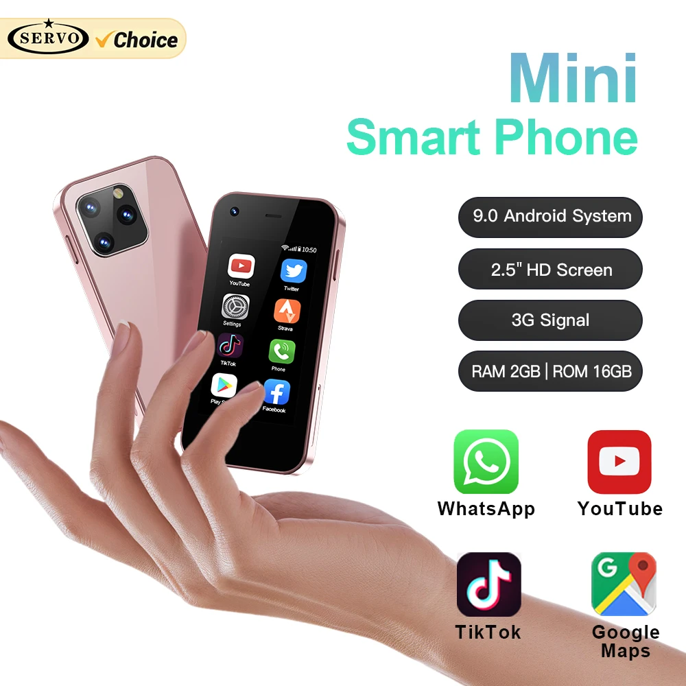 SERVO KING5000 Neues Mini-Smartphone 2,5-Zoll-Touchscreen Android 9.0 OS 16 GB 2 SIM 3G Netzwerk WiFi GPS Play Store Smartphone Typ-C