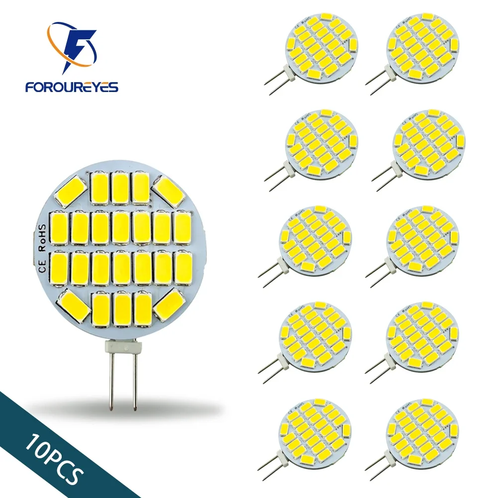 10 Stück hohe Helligkeit, 12 V, 24 V, runder Scheinwerfer, 5730, 15 LEDs/24 LEDs, kein Flimmern, Dunstabzugshaube, Bootslicht, LED-G4-Birne, ersetzt Halogenlampe