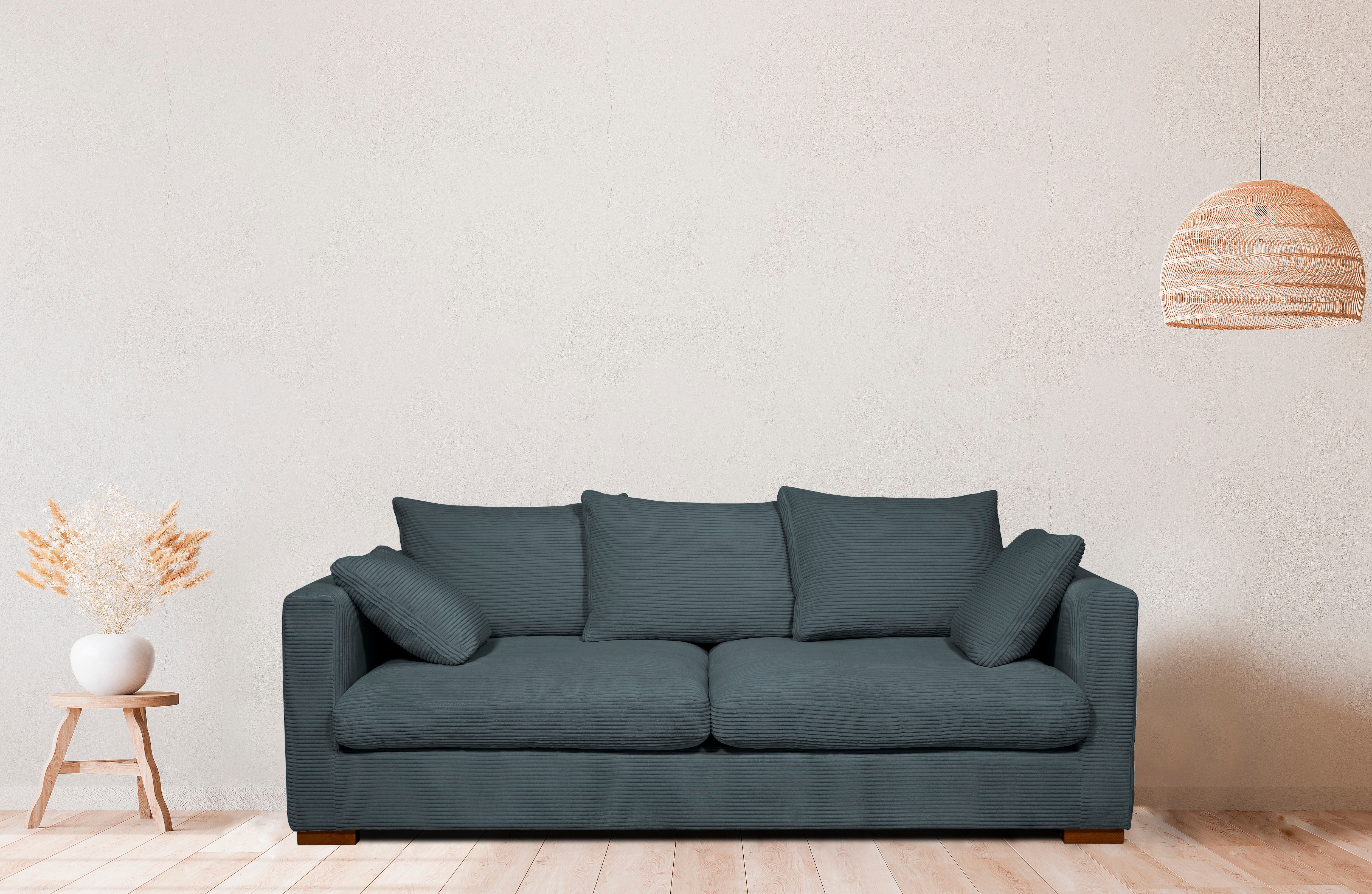 2,5-Sitzer HOME AFFAIRE "Coray", grau, B:220cm H:80cm T:113cm, 100% PES, Sofas, extra weich und kuschelig, Füllung mit Federn und Daunen