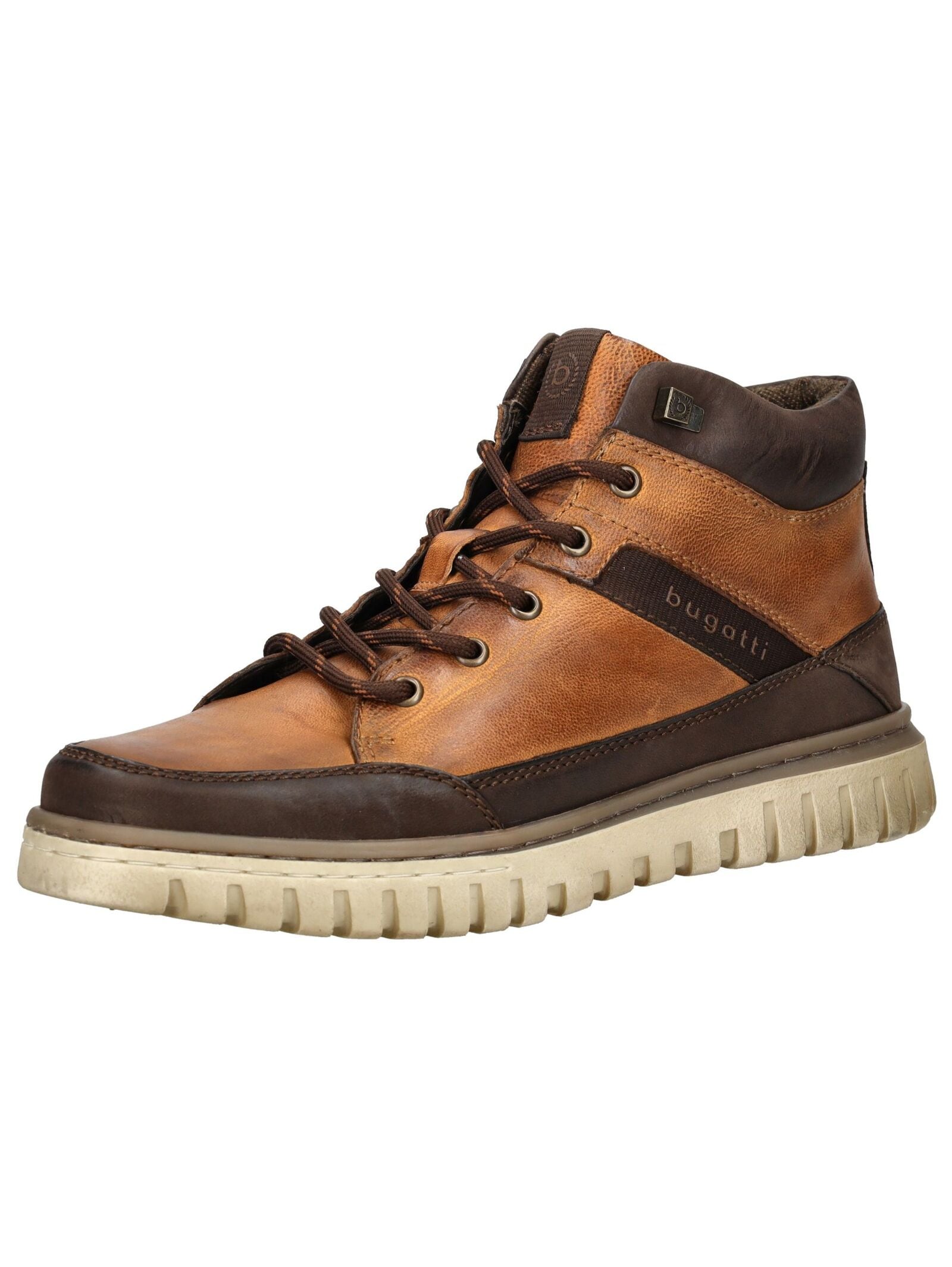 Sneaker BUGATTI "bugatti Sneaker Leder", Damen, Gr. 40, cognac, Leder, Schuhe Sneaker