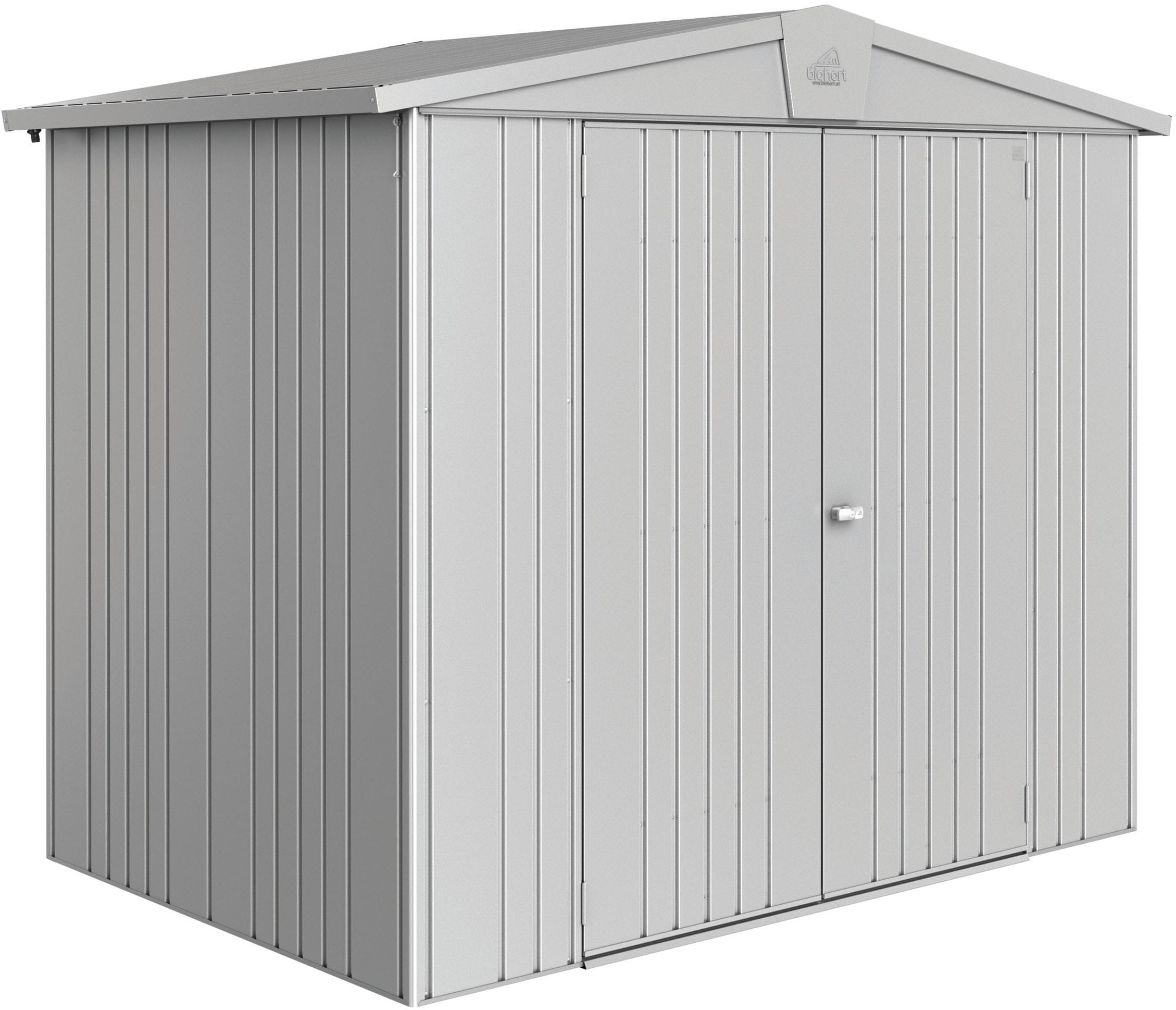 Gerätehaus BIOHORT "Europa Gr. 3, verschiedene Farben", silber, metallic, Gerätehäuser, Stahl, Qualitäts-Geräteschuppen aus Metall