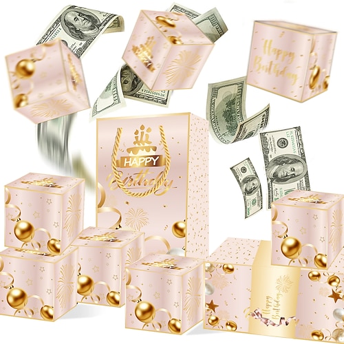 Überraschungs-Hüpfbox zum Geburtstag (6/8/10/16/20 Stück) Kreative rote Glücksgeschenkbox für Jungen und Mädchen, Überraschungsgeschenkverpackung, faltbare, explosive Geldgeschenkbox für Bargeld und Image