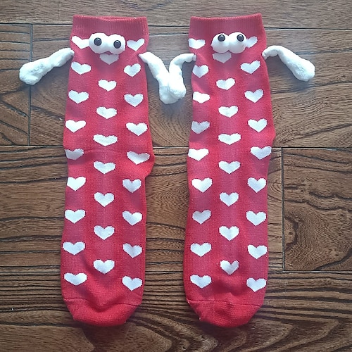 Herzförmige Magnetsocken für Paare zum Valentinstag, atmungsaktive, wadenlange Socken mit Händchenhalten-Motiv, das perfekte Valentinstagsgeschenk, ideal für Paare, kuschelig und stylisch für die Image