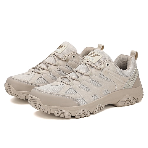 Beige, wasserdichte Herren-Wanderschuhe – strapazierfähige Outdoor-Schuhe mit gepolsterter Sohle, ideal zum Wandern, Trekking und für Outdoor-Abenteuer.