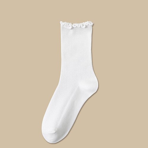 Socken Sportsocken Outdoor-Übung Gehen Fahhrad / Radsport Thermowarm Winddicht 1 Paar Einfarbig Baumwolle Schwarz Weiß Sahne Einheitsgröße Image