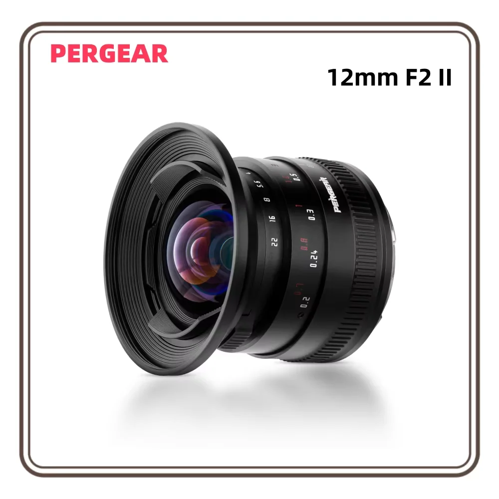 PERGEAR 12 mm F2 II Weitwinkel-Handbuch APS-C-Fokus, feste Linse, aufgeklickte Blende, Design für Fujifilm X Sony E M4/3 Nikon Z Canon RF Image