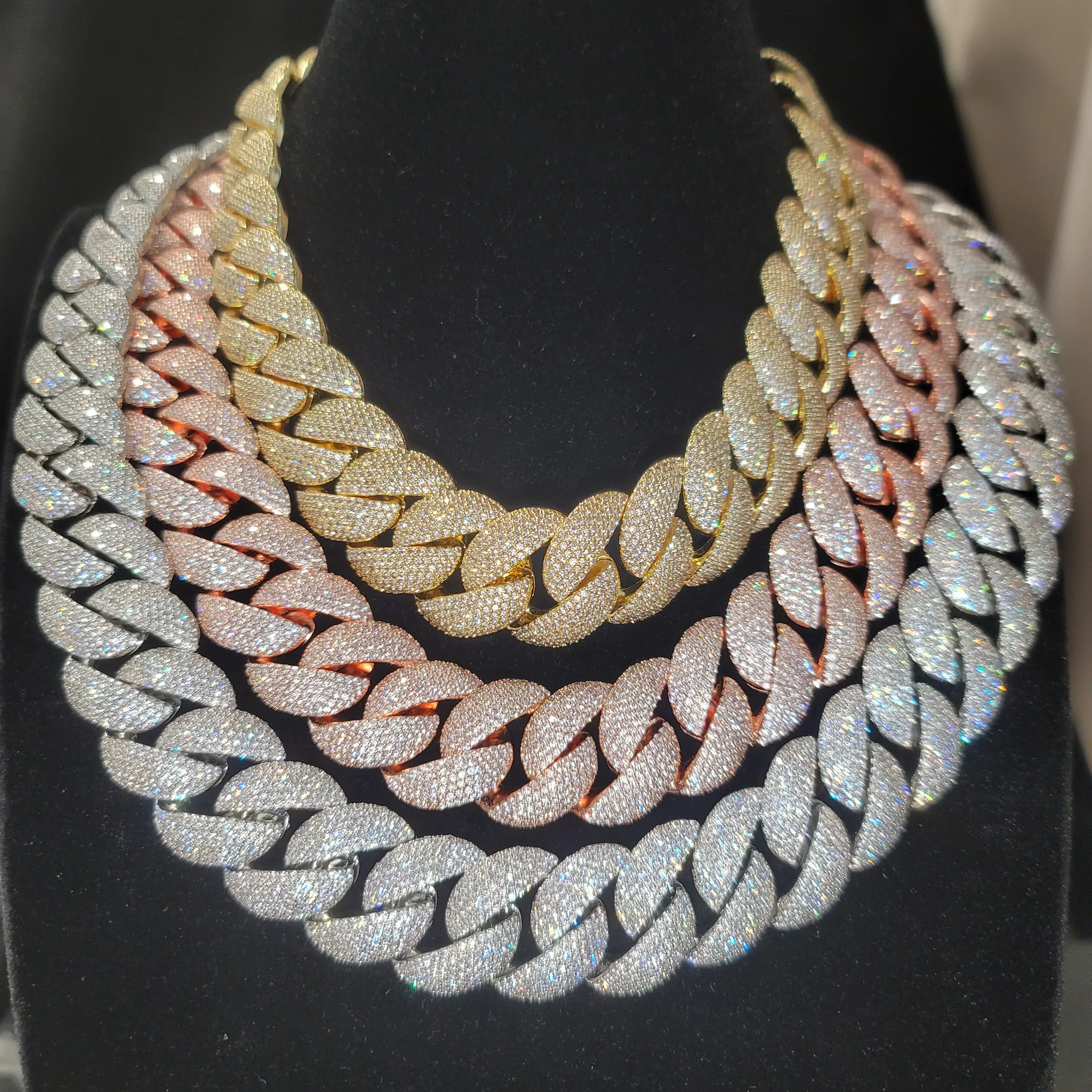 Mode 24 MM Miami Cuban Link Kette Icy 6 Reihen Blasen Kubikzircon Hip Hop Halskette Dicke männer Armband Schmuck geschenk Für Ihn