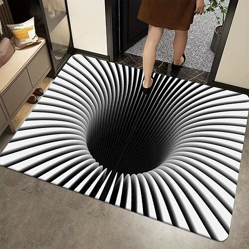 3D-Optische Illusion Fußmatte Visuelle Falle Fußmatte Rutschfest für Haustür Eingangsbereich Badezimmer Flur Innen Außen Diatomaceous Earth Schnell trocknend Absorbierend 20 x 31 Zoll Image