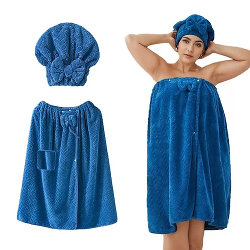 Baderock und Badekappe in großen Größen, verstellbar, schnelltrocknend, bequeme und praktische Badebekleidung, perfekt nach dem Baden, am Pool und unter der Dusche, schnelltrocknend und mit verstellbarer Passform