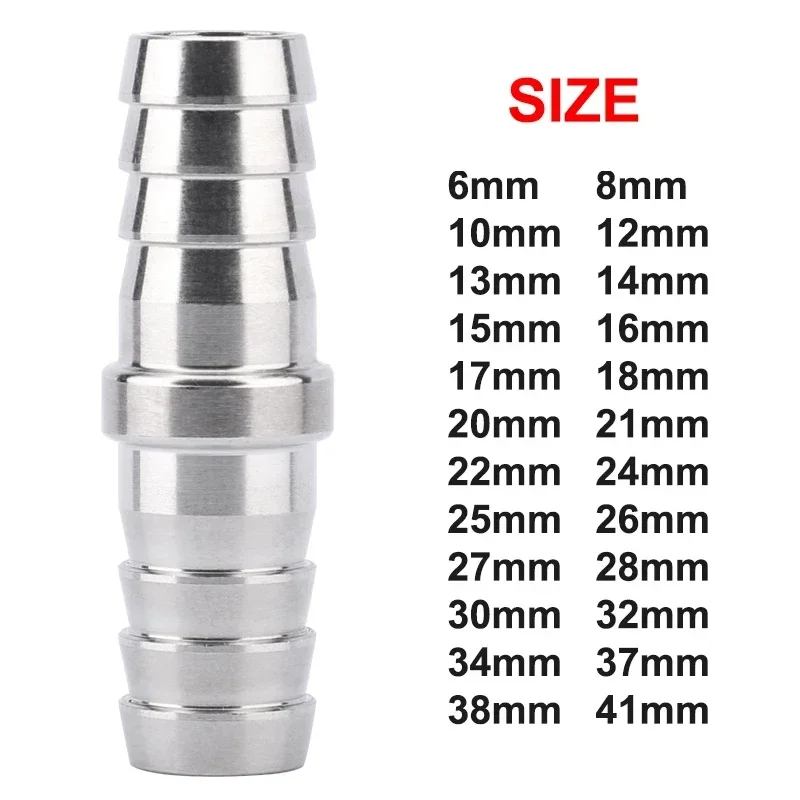 Doppelter Widerhaken-Außendurchmesser, 6, 8, 10–41 mm, 304 Edelstahl-Stecker, 2-Wege-Gleichstrom, gerader Rohrverschraubungsverbinder, Pagoden-Verbindungsschlauchtülle Image