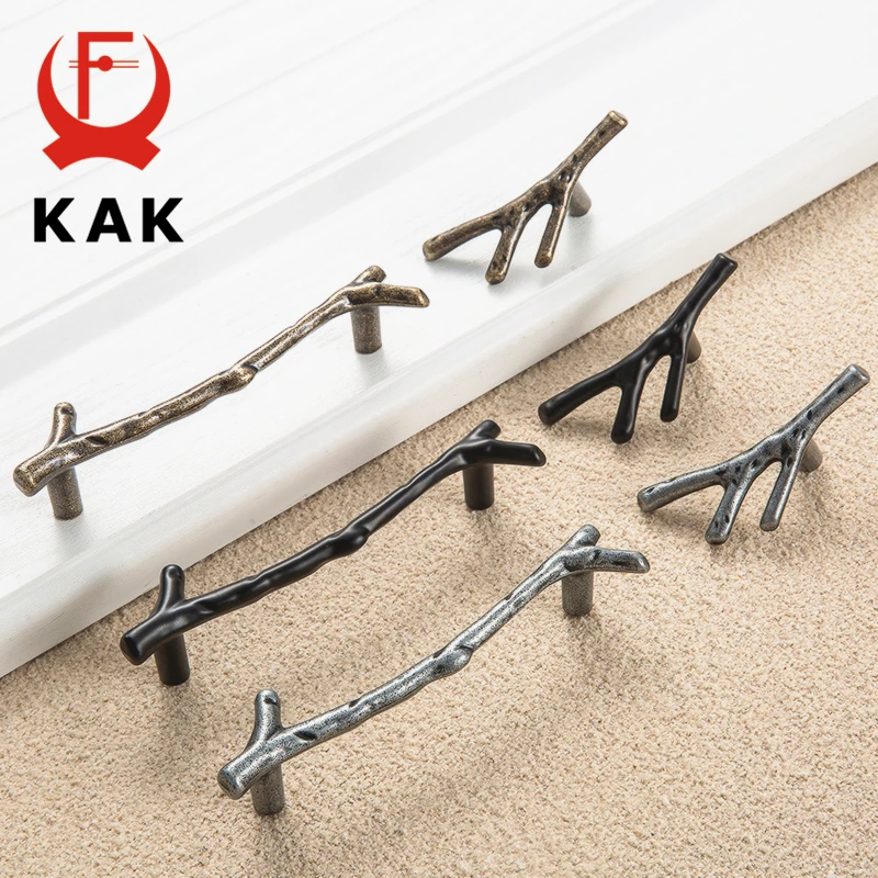 KAK 10 Stück Baumzweig Möbelgriff 96 mm 128 mm Schwarz Silber Bronze Küchenschrankgriffe Schubladenknöpfe Türgriffe Hardware Image