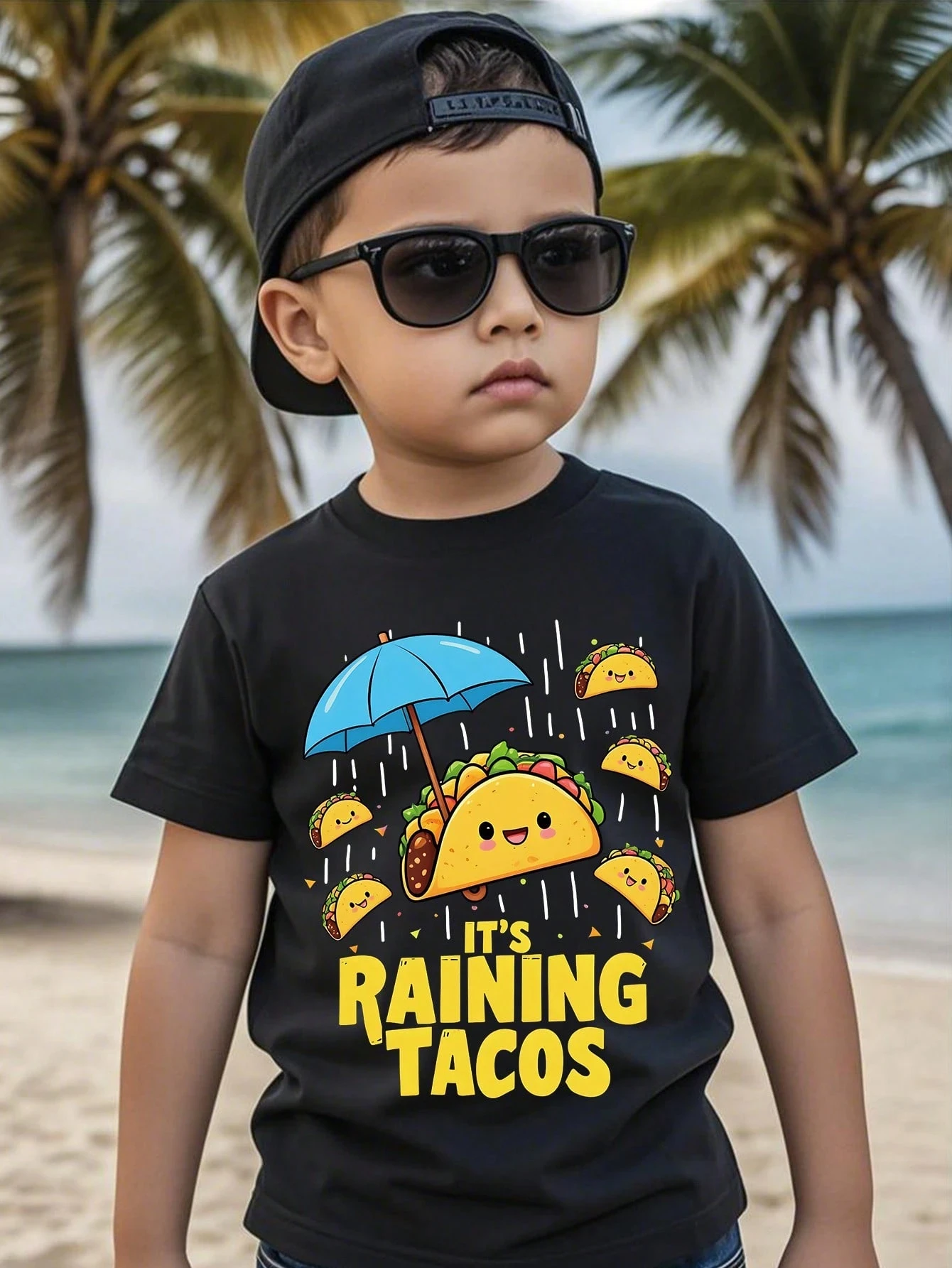 Nette Kreative Stil Mode Brief Regen Tacos Drucken T-Shirt Kinder T Sommer Mädchen Jungen Hemd Casual Tops Crewneck Kleidung Image
