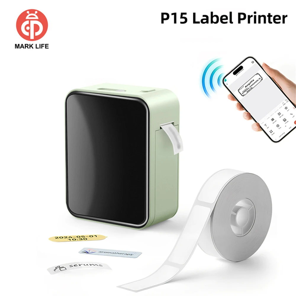 MarkLife P15 Thermische Label Drucker Mini Tragbare Drahtlose Bluetooth Kennzeichnung Aufkleber Maschine für Home Office Image