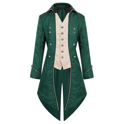 St. Patrick 2026 Punk Gothic Mittelalterlich Mantel Jacke Frack Ebenezer Scrooge Dickens Prinz Elf Edelmann Kostüm Herren königlich Steampunk Weihnachten Halloween Maskerade Veranstaltung / Fest Image