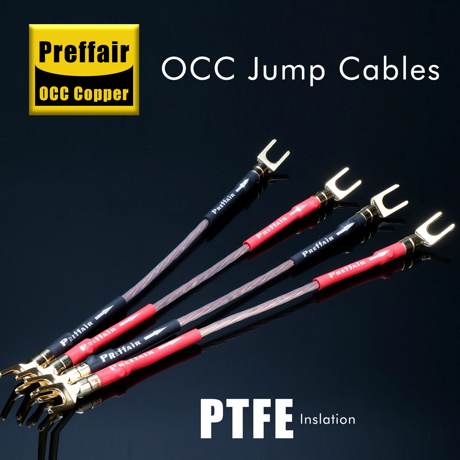 4 Stück versilbertes Jumper-Kabel und Spaten auf Bananenstecker, Brückenkabel, HiFi-Audio, Brückenkabel, Lautsprecherkabel Image