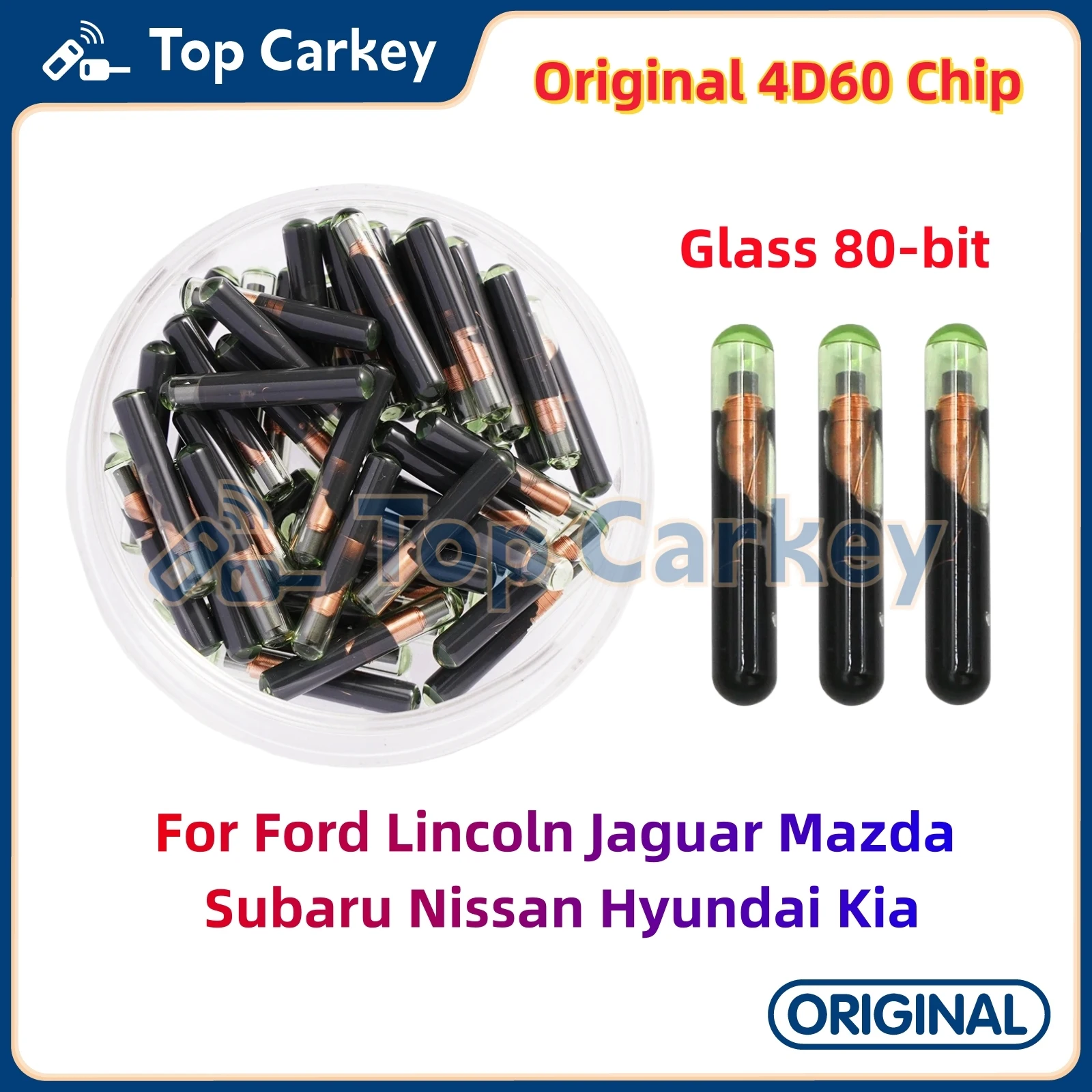 3/5/10 Stück Original Blank 4D60 Glas 4D60 80-Bit Transponder Chip für Ford Lincoln Jaguar Mazda Subaru Nissan Hyundai Kia Image