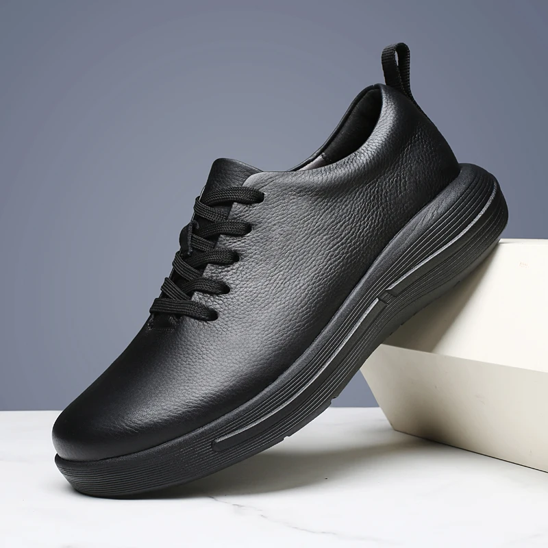 Herren-Freizeitschuhe aus echtem Leder, handgefertigt, Rindsleder, Oxford, weiß, schlichte Schnürschuhe, flache Schuhe für Herren, Business-Fahrschuhe Image