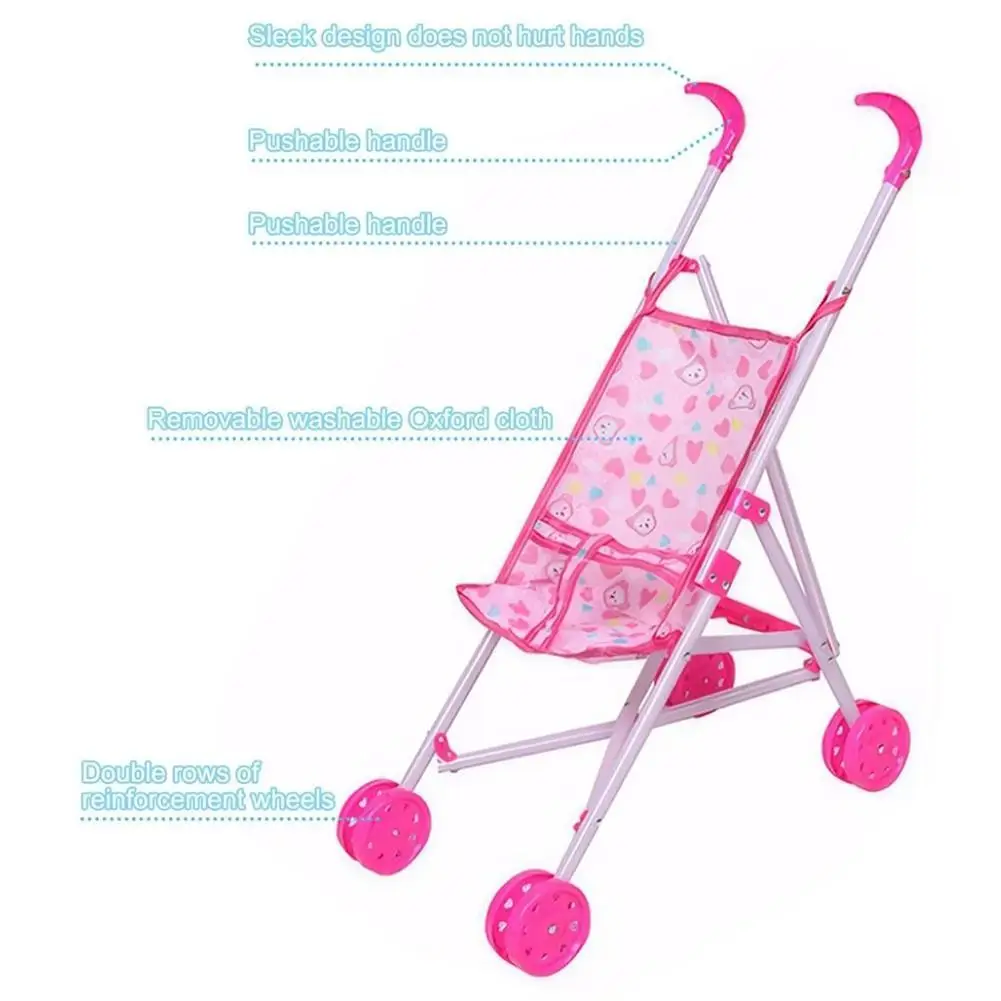 Rosa Puppen Kinderwagen Interaktive Baby Kinderwagen Spielzeug Kinder Spielzeug Kunststoff Puppe Handwagen Puppe Kinderwagen Zubehör Haus Dekor