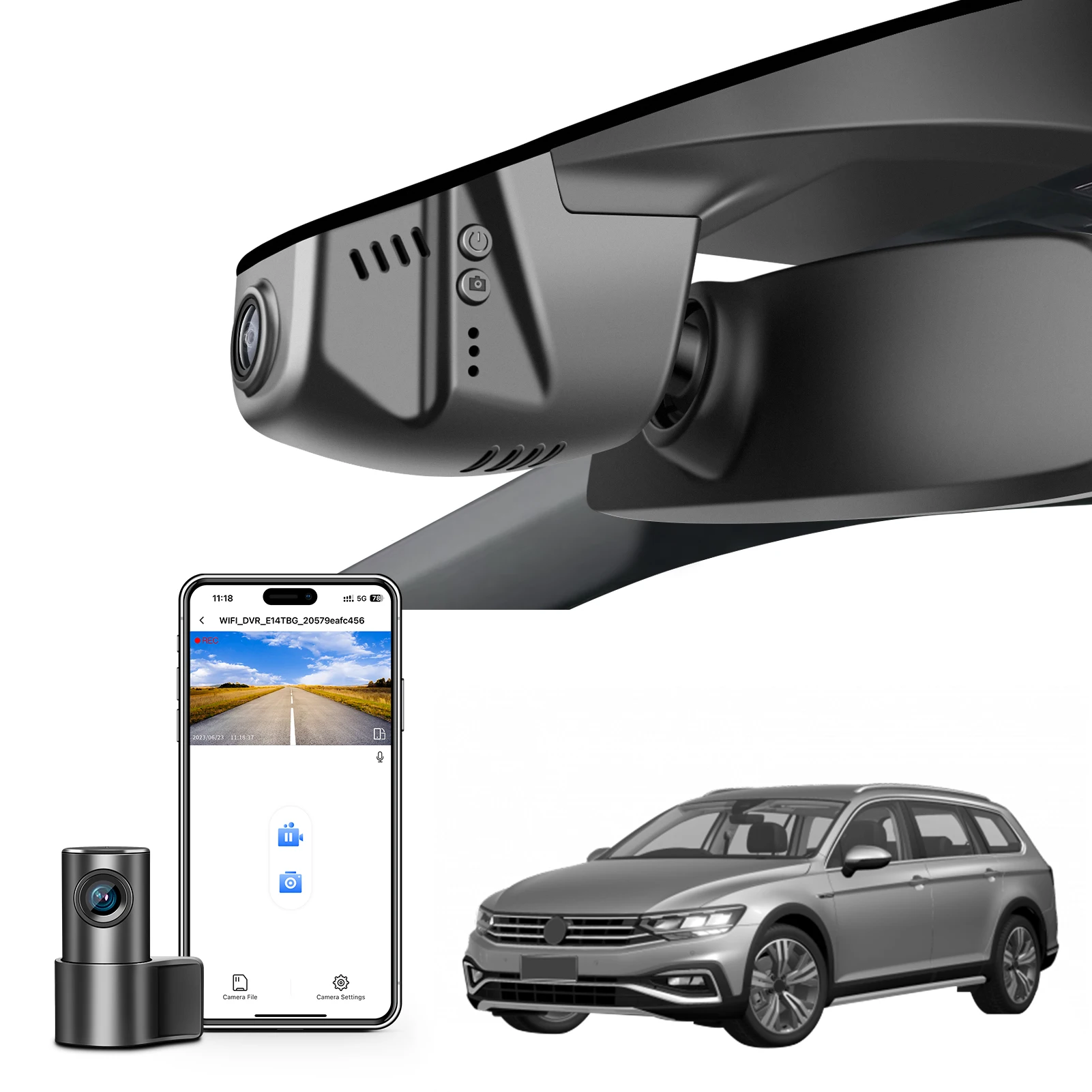 Mangoal 4K Dashcam für VW Passat B8 Autokamera-Rekorder 2015-2024 (Modell A/B) HD Nachtsicht WiFi APP GPS DashCam Image