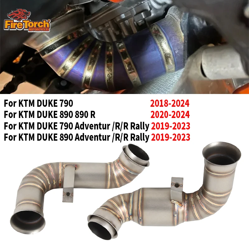 Slip On Für KTM DUKE 790 890 Abenteuer R Rally KTM790 KTM890 2018-2024 Motorrad Auspuff Escape Moto System Mittleren Link Rohr Image