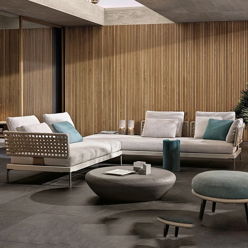 Holz Nordic Gartenmöbel Sets Strand Stoff Gartenmöbel Sets Stoff Kinder Loungeset Garten Terrassenmöbel Outdoor Set Image