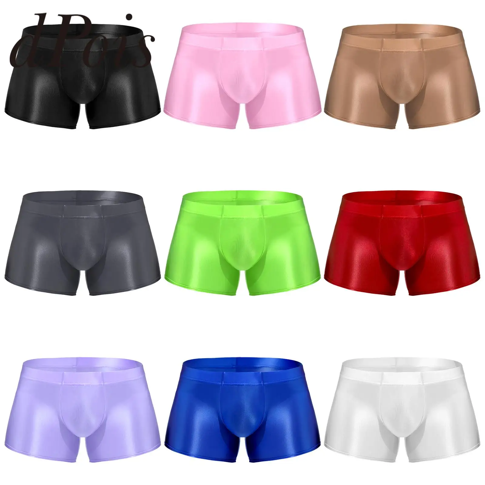 Bademode für Männer Low Rise Glänzende Badehose Einfarbig Boxer Shorts Homme Bade Bottom Unterhose Männliche Schwimmen Briefs Unterwäsche Image