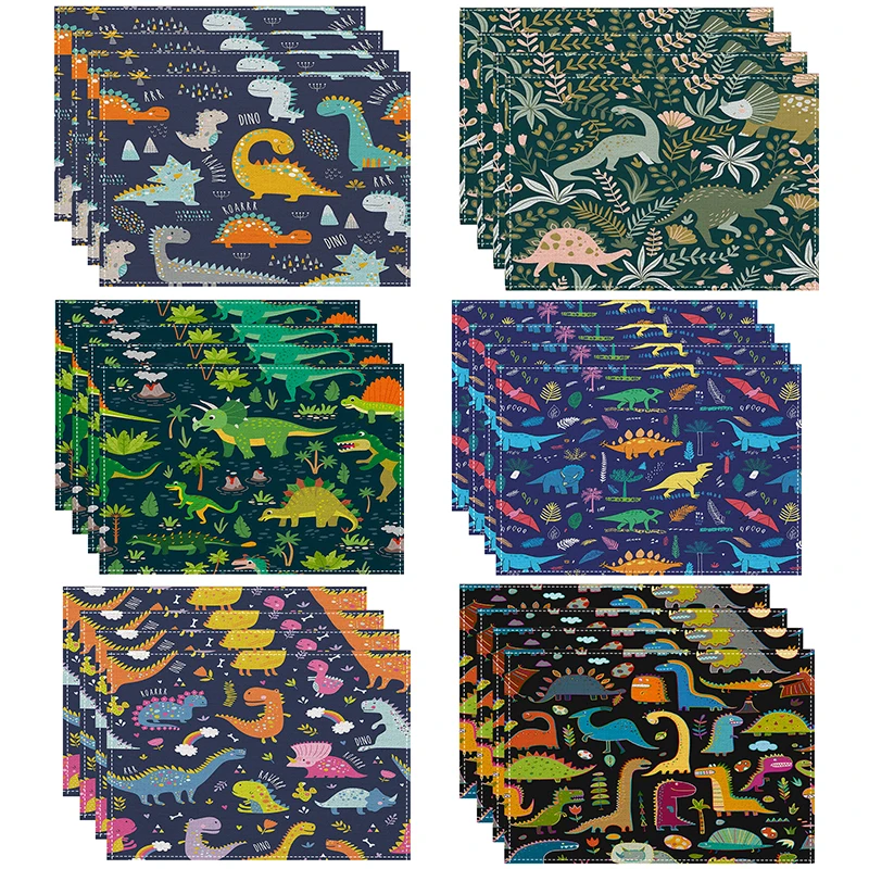 Nette Cartoon Dinosaurier Tischsets Tischsets Für Kinder Kinder Stoff Untersetzer Tisch Dekoration Matte Küche Esszimmer Tischsets Pads Image