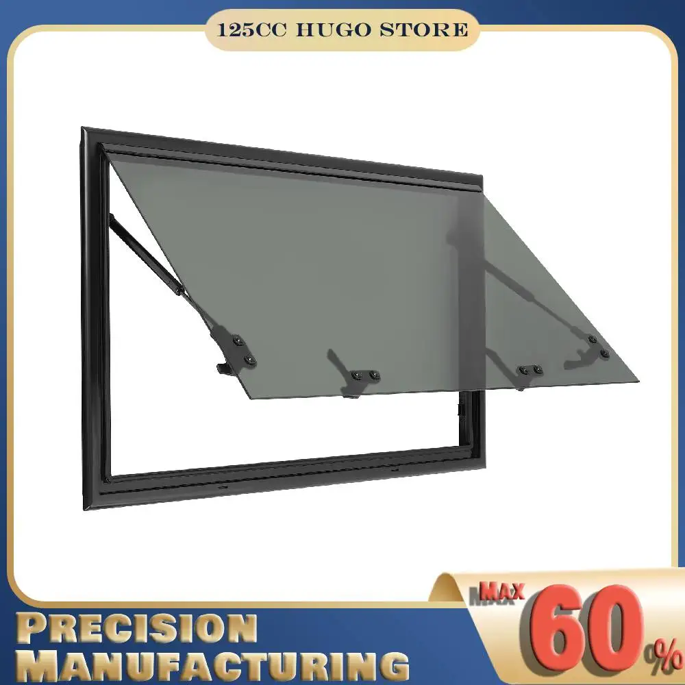 Wohnmobil-Fenster, 80 x 50 cm, Sandwich-Halterung, Wohnmobil-Aussteckfenster mit Fenstergitter, 18 % Lichtdurchlässigkeit, Wohnwagen- und Wohnmobil-Fenster