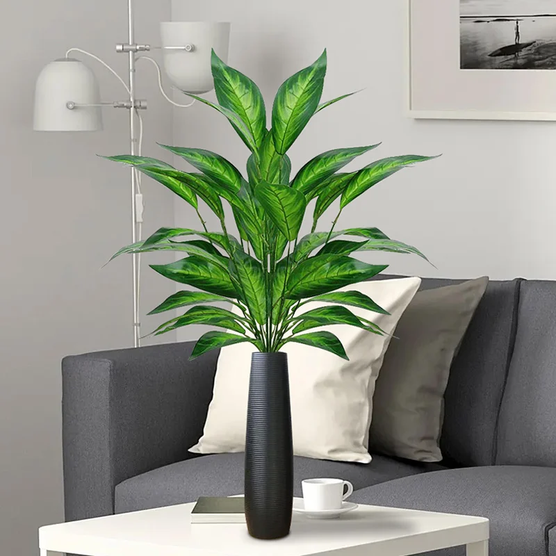 76 cm 26 Blätter Künstliche Pflanzen Gefälschte Magnolie Baum Zweig Kunststoff Banyan Blätter Grün Sansevieria Für Haus Garten Outdoor decor Image